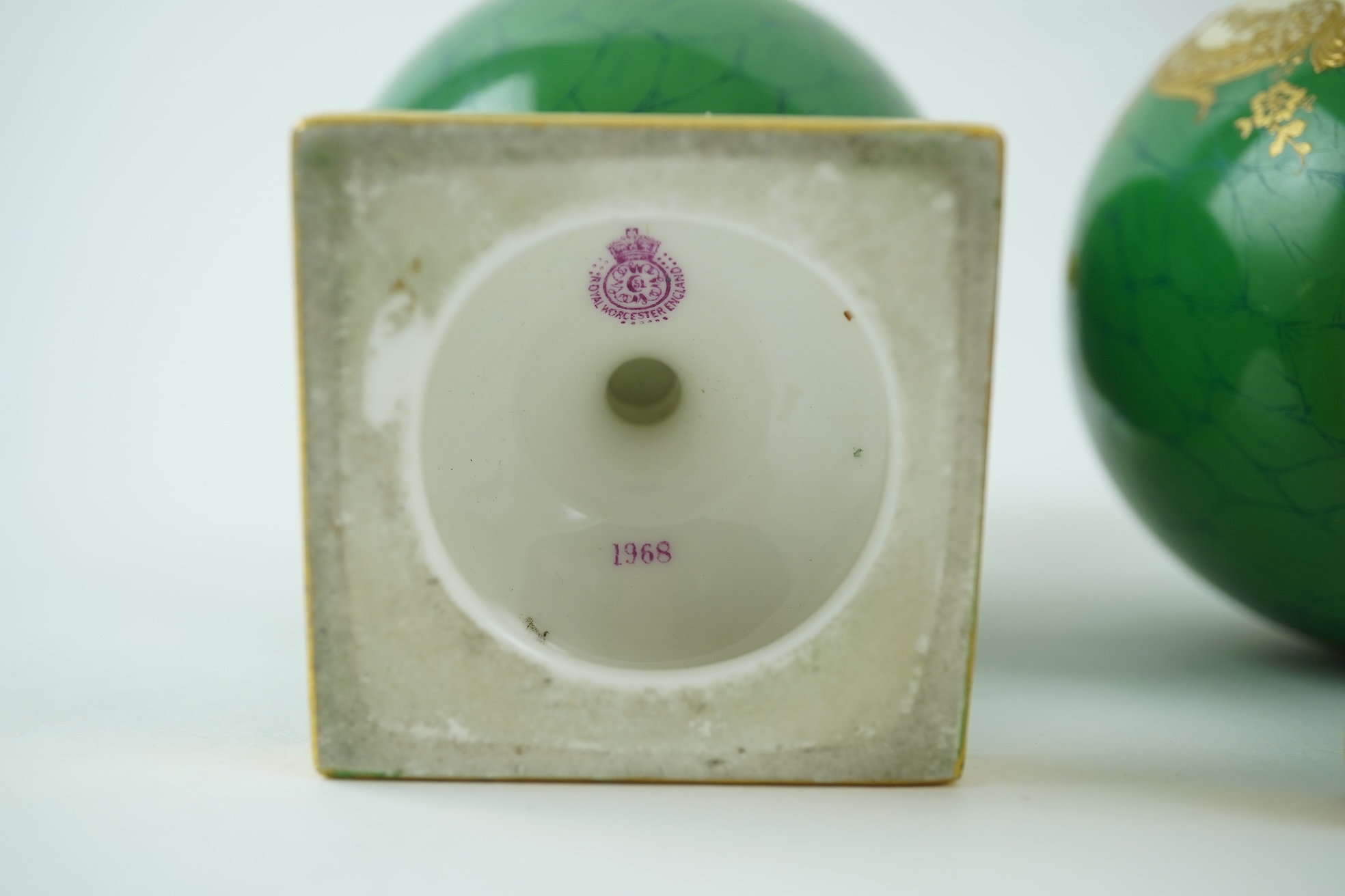 A pair of Royal Worcester fruit painted ewers, by R. Sebright, c.1903